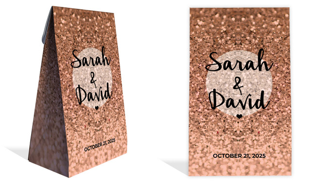 Glitter Rose Gold Wedding Personalised Gusset Favour Bag