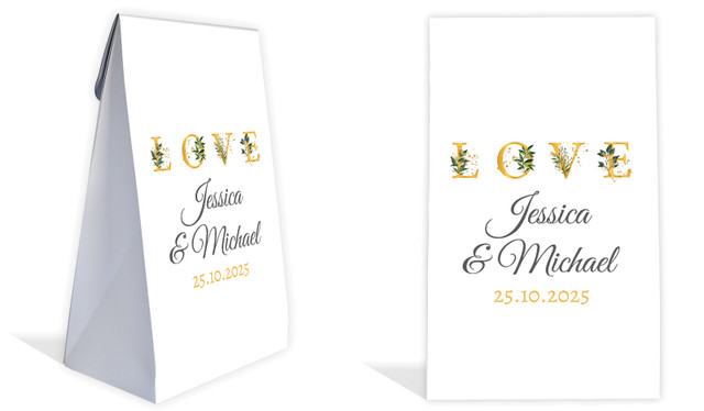 L-O-V-E Flowers Wedding Personalised Gusset Favour Bag