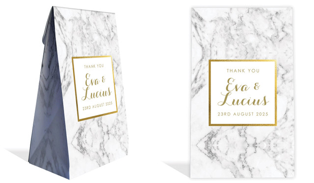 Marble & Gold Wedding Personalised Gusset Favour Bag