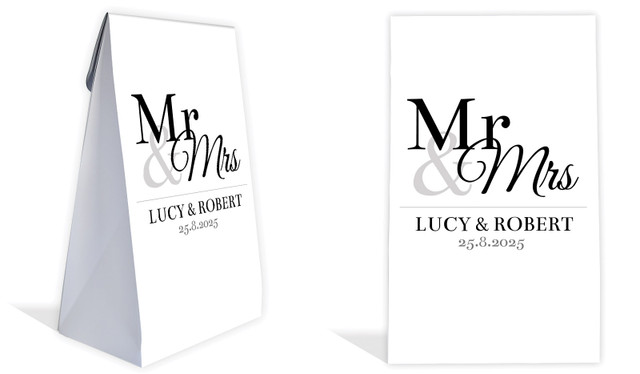 Mr & Mrs Announcement White Wedding Personalised Gusset Favour Bag