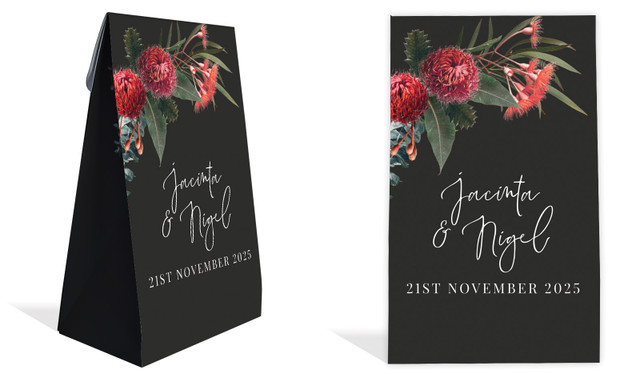 Wild Flowers Dark Wedding Personalised Gusset Favour Bag