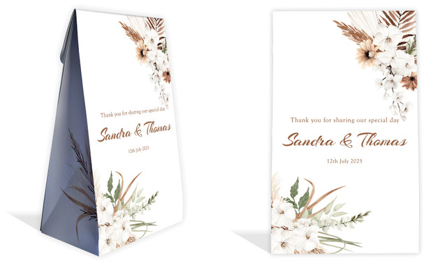Winsome Floral Wedding Personalised Gusset Favour Bag