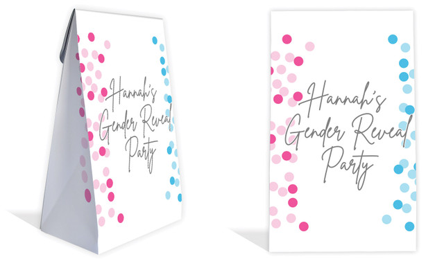 Confetti Gender Reveal Personalised Gusset Favour Bag