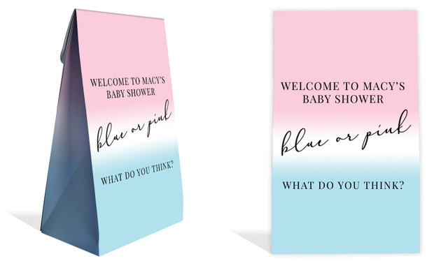 Gradient Gender Reveal Personalised Gusset Favour Bag