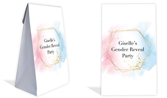 Hexagon Gender Reveal Personalised Gusset Favour Bag