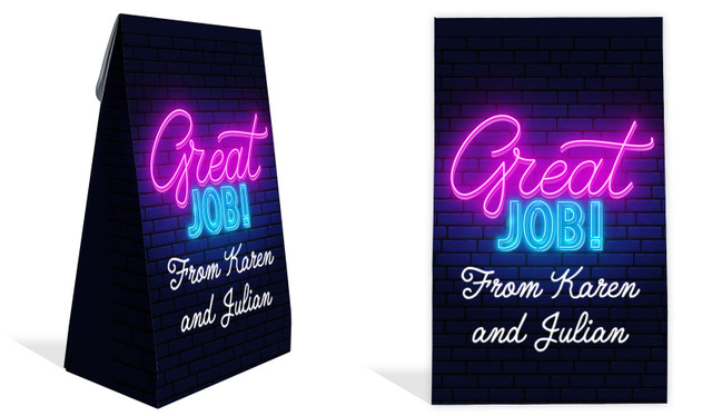 Neon Congratulations Personalised Gusset Favour Bag