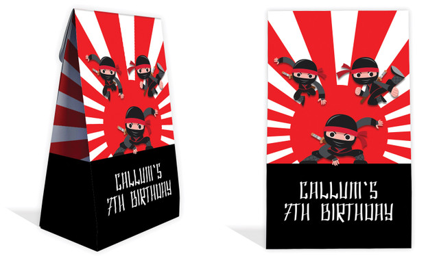 Ninja Kids Party Personalised Gusset Favour Bag