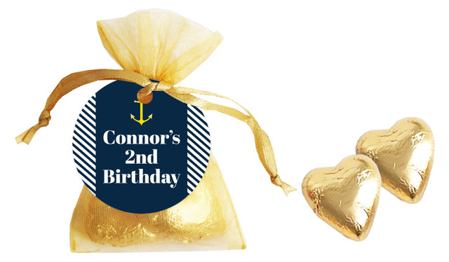 Gold Marine Nautical Birthday Personalised Organza Bag