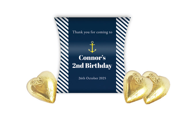 Gold Marine Nautical Kids Party Personalised Pillow Boxes