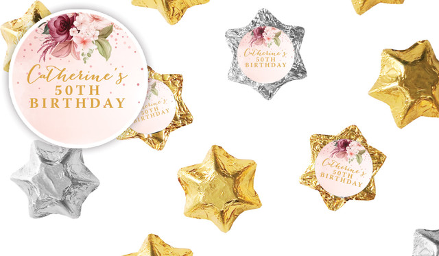Glitter Balloon Personalised Foil Chocolate Stars