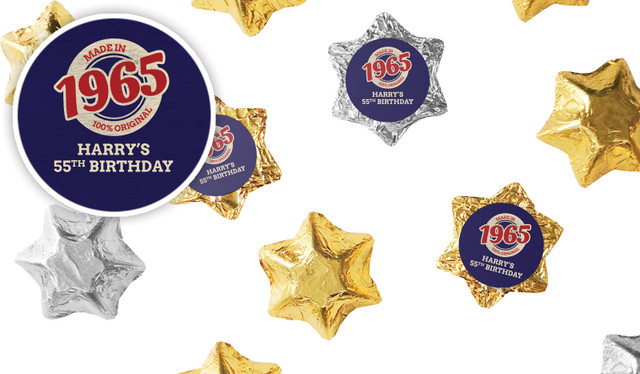 Made In Year Personalised Foil Chocolate Stars