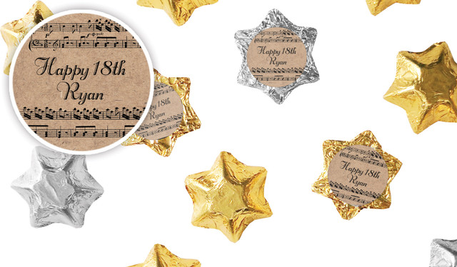 Music Notes Personalised Foil Chocolate Stars