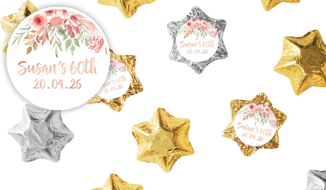 Peach Floral Personalised Foil Chocolate Stars