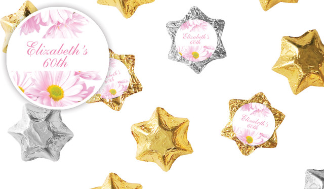 Pink Daisies Personalised Foil Chocolate Stars