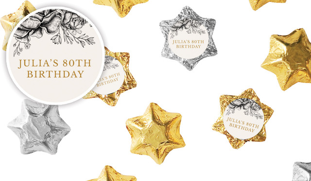 Vintage Roses Personalised Foil Chocolate Stars