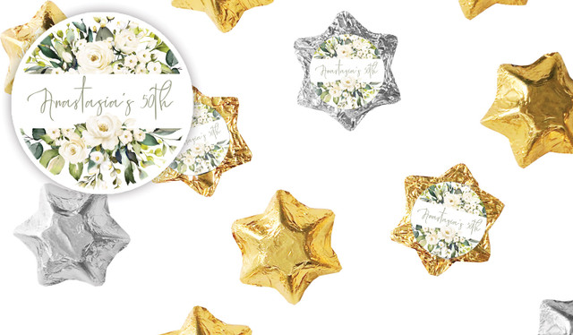 White Roses Personalised Foil Chocolate Stars