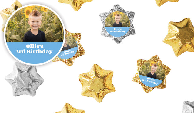 Add A Photo Boys Kids Party Personalised Foil Chocolate Stars