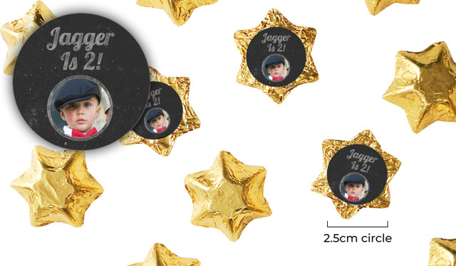 Chalkboard Photo Kids Party Personalised Foil Chocolate Stars