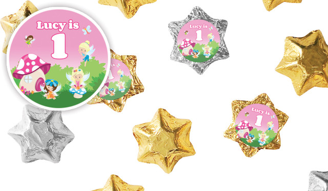 Fairy Garden Kids Party Personalised Foil Chocolate Stars