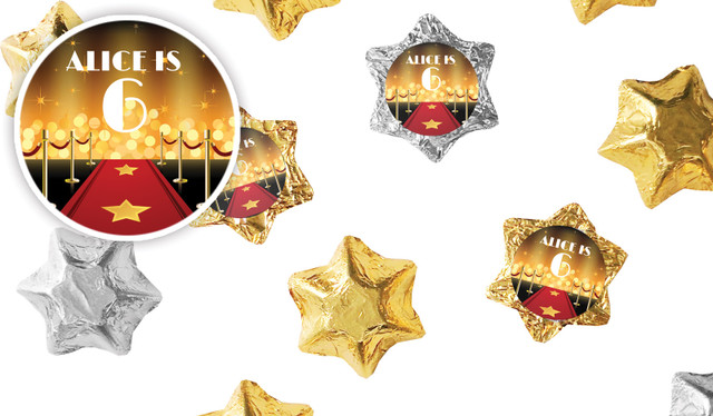 Hollywood Kids Party Personalised Foil Chocolate Stars