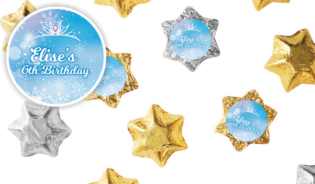 Ice Princess Kids Party Personalised Foil Chocolate Stars