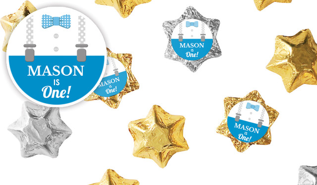 Little Man Kids Party Personalised Foil Chocolate Stars
