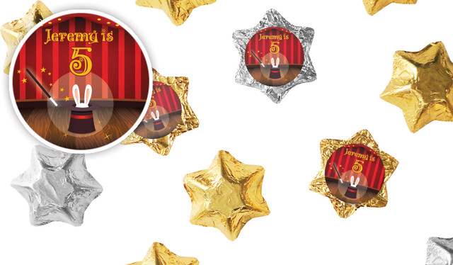 Magician Kids Party Personalised Foil Chocolate Stars