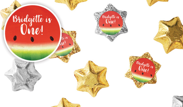 Watermelon Party Kids Party Personalised Foil Chocolate Stars