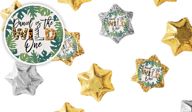 Wild One Kids Party Personalised Foil Chocolate Stars