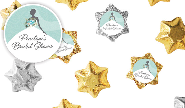 Bridal Dress Bridal Shower Personalised Foil Chocolate Stars
