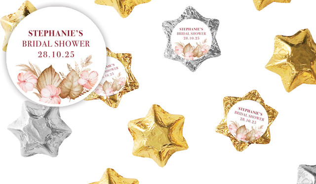 Tropical Bridal Shower Personalised Foil Chocolate Stars