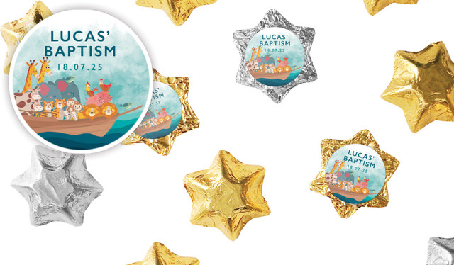 Noahs Ark Christening Personalised Foil Chocolate Stars