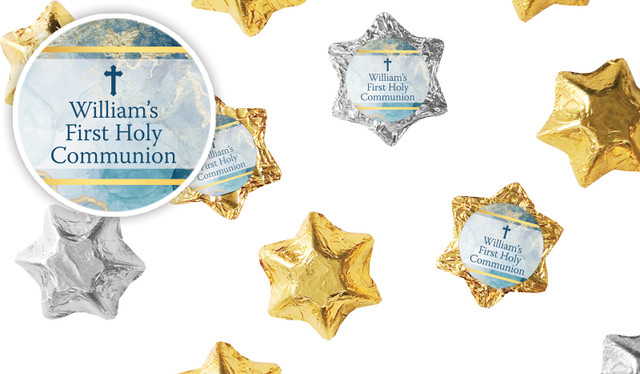 Abstract Background Communion Personalised Foil Chocolate Stars