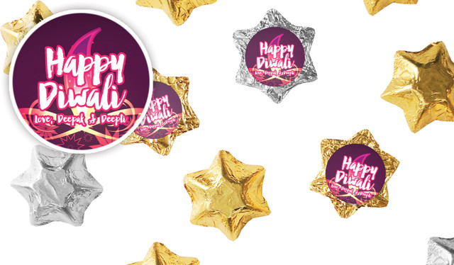 Abstract Flame Diwali Personalised Foil Chocolate Stars