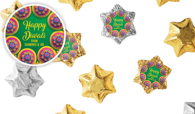 Green Leaves Diwali Personalised Foil Chocolate Stars