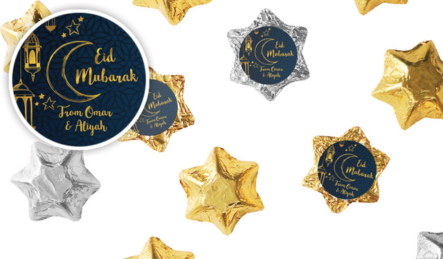 Gold On Navy Personalised Foil Chocolate Stars