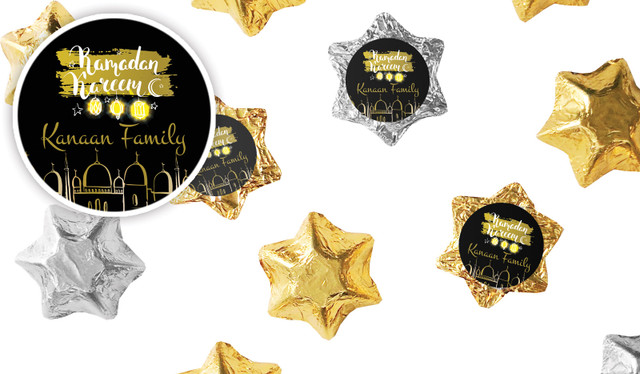 Mosque Ramadan Personalised Foil Chocolate Stars