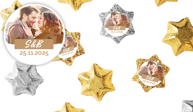 Banner Photo Engagement Personalised Foil Chocolate Stars