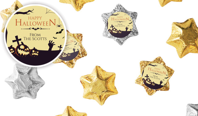 Graveyard Pumpkins Halloween Personalised Foil Chocolate Stars