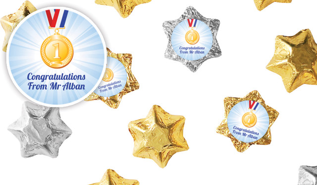 Medal 1st Place Personalised School Personalised Foil Chocolate Stars
