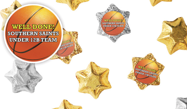 Basketball Ball Personalised Foil Chocolate Stars
