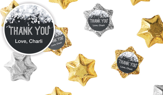 Confetti In Silver Personalised Foil Chocolate Stars