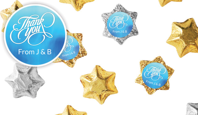 Cursive Thank You Personalised Foil Chocolate Stars