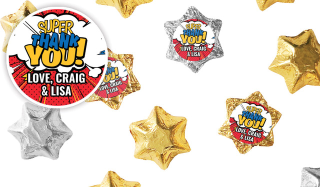 Super Thankyou Personalised Foil Chocolate Stars