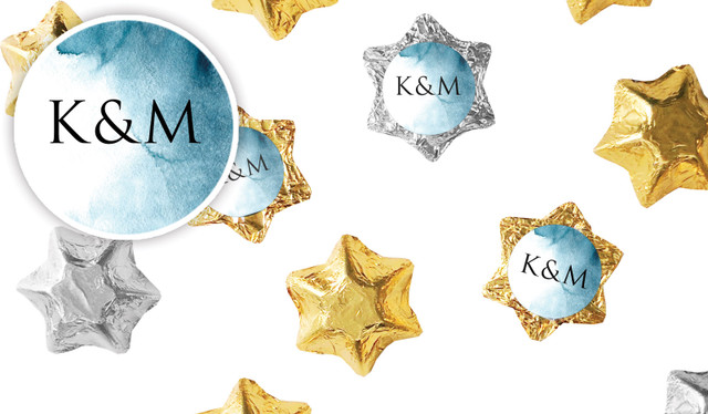 Blue Shade Wedding Personalised Foil Chocolate Stars