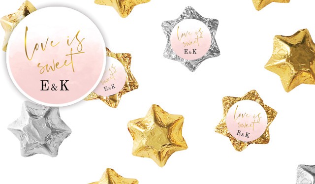 Love Is Sweet Wedding Personalised Foil Chocolate Stars