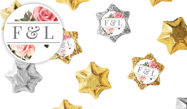 Rose Diamond Wedding Personalised Foil Chocolate Stars