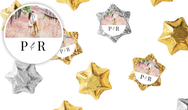 Simple Photo Wedding Personalised Foil Chocolate Stars