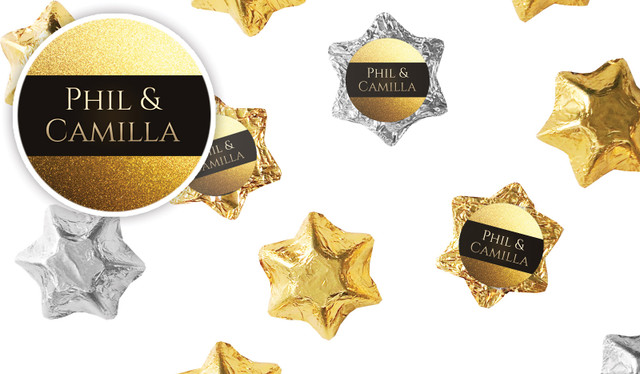 Solid Gold Wedding Personalised Foil Chocolate Stars