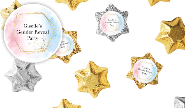 Hexagon Gender Reveal Foil Chocolate Stars
